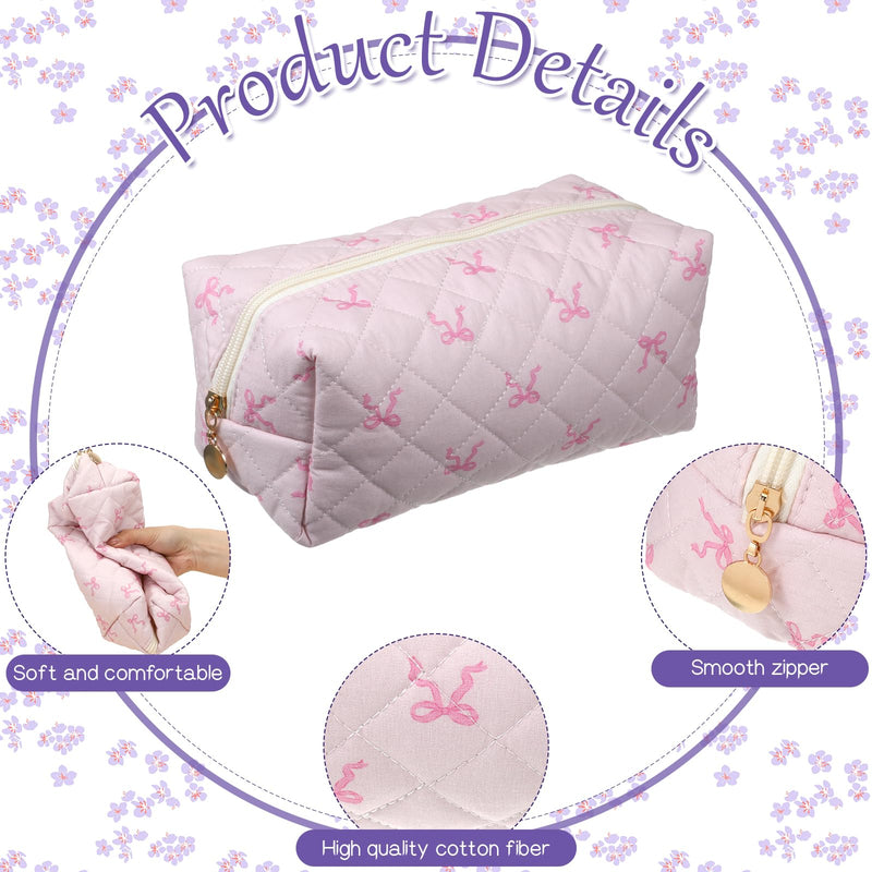 12 Pcs Quilted Makeup Bag Bulk, Floral Cotton Cosmetic Bag Set with Zipper | 8.3x3.9 Inch Aesthetic Travel Toiletry Organizer Pouch for Women Girls, Wedding Bridesmaid Proposal Gifts (Assorted Prints)