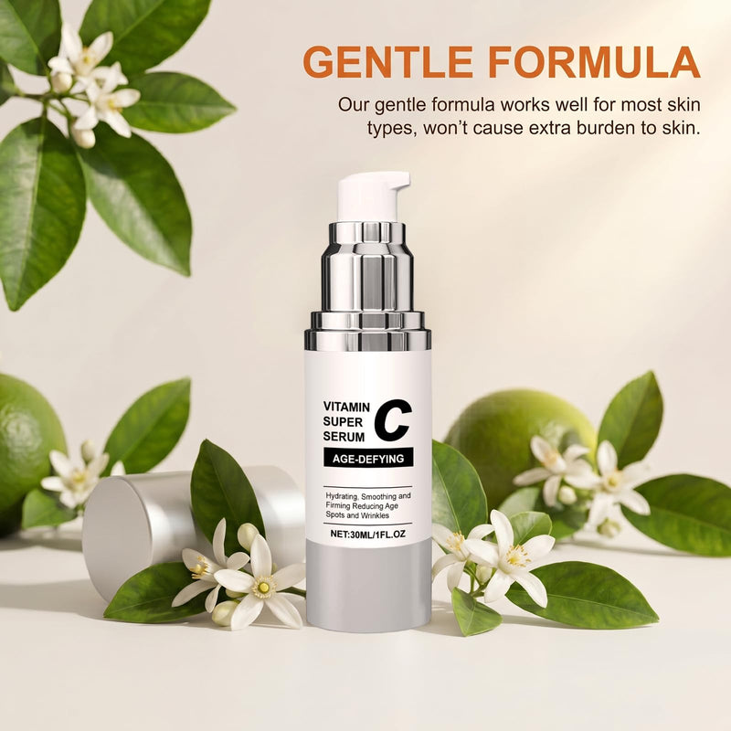 Super Vitamin C Serum for Women - Anti-Aging Face Serum with Hyaluronic Acid, Vitamin C - Nature Formula Hydrates, Firms, Lifts & Moisturize - 1 fl oz