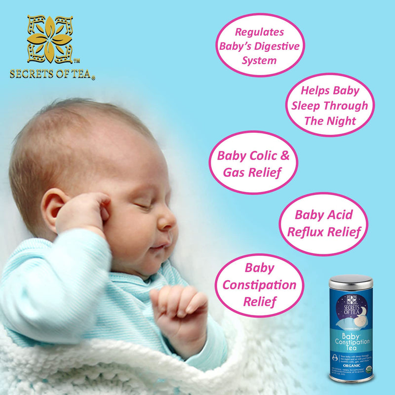 [Australia] - Secrets Of Tea Baby Constipation Relief Tea - Natural USDA Organic Caffeine Free - Tea for Baby Colic, Gas,and Acid Reflux - Up to 80 Servings -20 Count(1 Pack) 