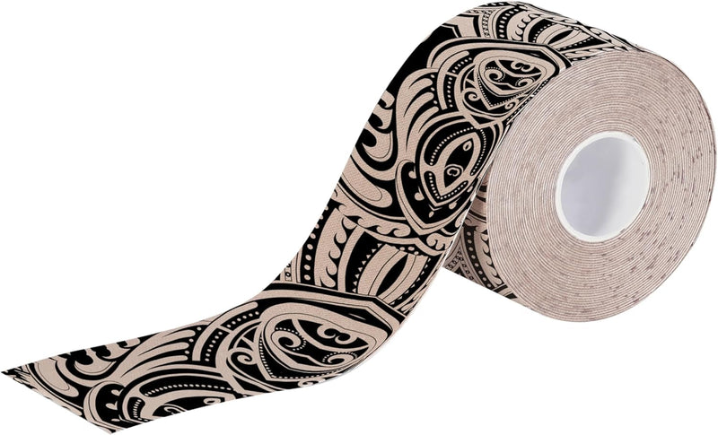 Tmax Waterproof Kinesiology Tape | Physio Tape 4 Way Stretch Sports Tape for Injury, Muscle Support, Pain Relief, Joint Support and Physiotherapy (5 m * 5 cm) (Tattoo) Tattoo