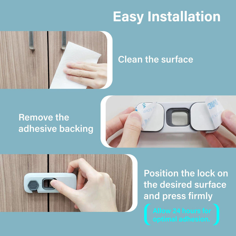 [Australia] - 5 Pack Fridge Lock, Child Proof Refrigerator Lock, French Fridge Door Latches, Baby Safety Locks for Cabinet, Cupboard, Drawers, Oven, Closet, Strong Adhesive-Easy to Install, Grey Gray 
