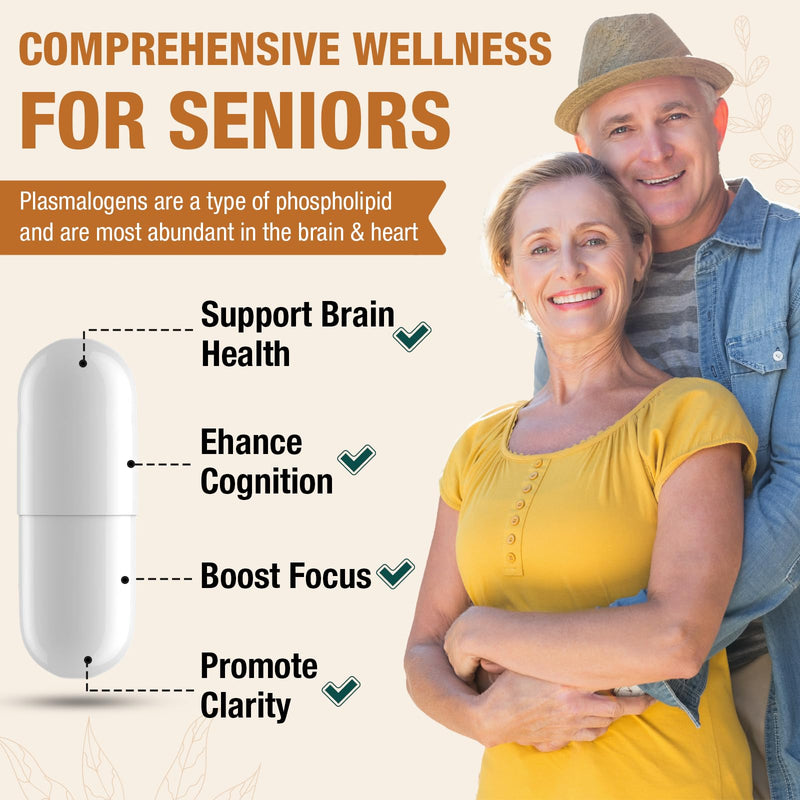 Liposomal Brain Supplement for Memory and Focus, 60 Servings | Plasmalogen, Curcumin, Vitamin E, Better Absorption, Cognitive Health, High Potency, for Seniors, Adult Men & Women