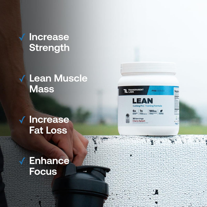 [Australia] - Transparent Labs Lean Pre-Workout - Body Recomposition Pre Workout for Men and Women with Acetyl L-Carnitine, Beta Alanine Powder, & PurCaf Organic Caffeine Powder - 30 Servings, Strawberry Lemonade 
