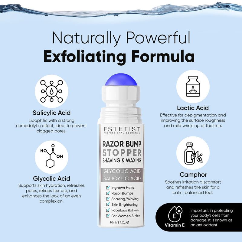 [Australia] - ESTETIST Razor Bump Solution Roll-On, Ingrown Hair & Razor Burn Care Serum, After Shave Roller for Bikini Area, Face, Neck, Underarm & Legs, Skin-Soothing Post Shave Care Original 