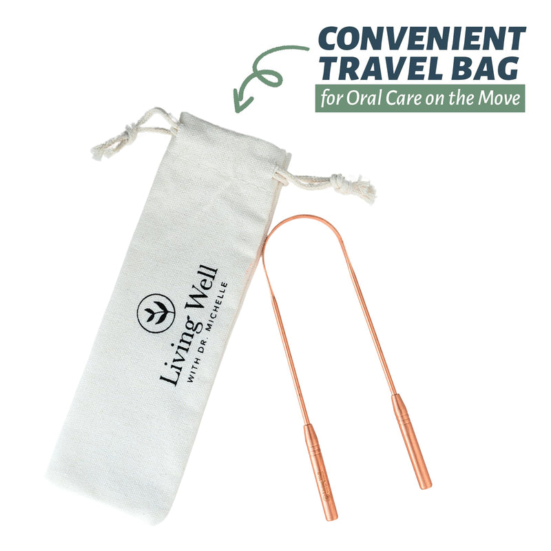 [Australia] - Copper Tongue Scraper - Premium Metal Tongue Cleaner for Adults & Kids - Eliminate Bad Breath & Enhance Oral Hygiene - Includes Travel Bag 