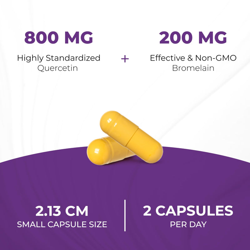 Quercetin with Bromelain 500mg Supplement Capsules 1000mg Per Serving 360Ct | 500mg Combination Supplements 2400 GDU/g Gluten-Free Natural 180 Servings and Encapsulated in USA By Sandhu's 120 Count (Pack of 3)