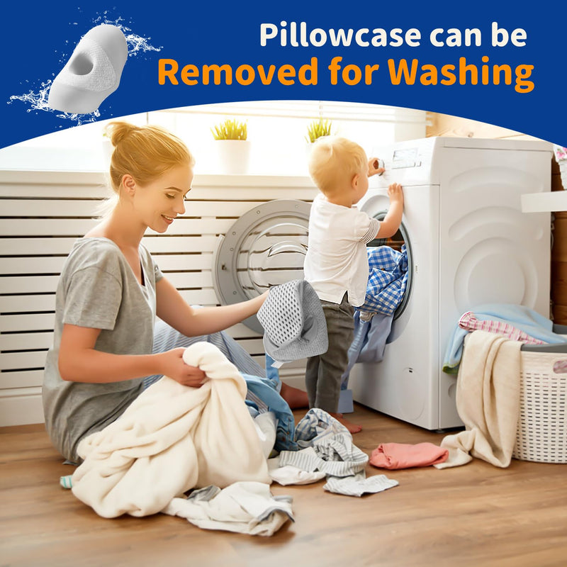 [Australia] - Ear Piercing Pillow for Side Sleepers with Ear Hole, Designed for CNH, Ear Pain Relief and Pressure Sores, Memory Foam Contoured Design Side Sleeping Pillow, Breathable Cotton Blend-Gray Gray 