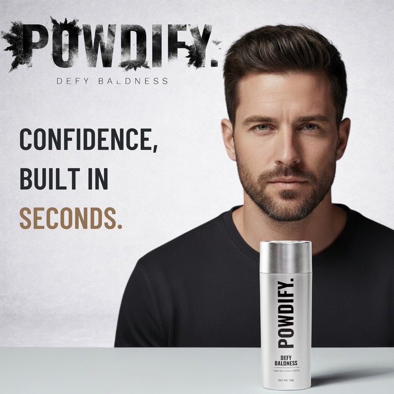 Hair Building Fibres 28g – Black – Instant Hair Thickening Fibers for Men, Natural-Looking, Conceals Thinning Hair & Bald Spots, Wind & Sweat Resistant, Easy Daily Use-by Powdify