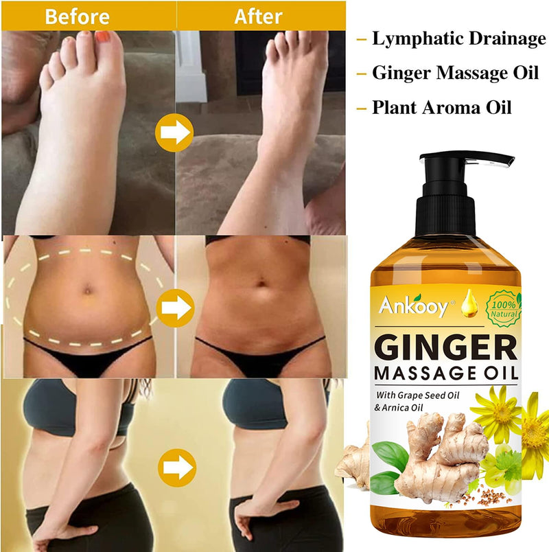 [Australia] - 3 Pack Massage Oil for Massage Therapy,Sore Muscle Oil Arnica Oil & Lavender Oil Massage Oil for Date Night & Ginger Oil for Lymphatic Drainage-Relaxing Massage Gifts Kit with Roller Massage Ball 