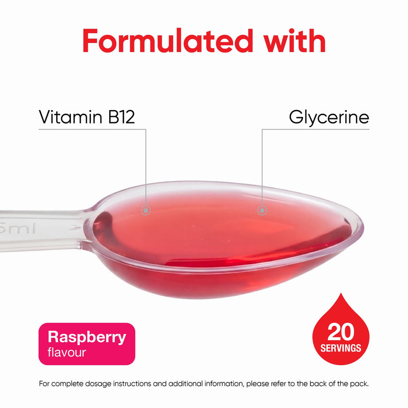 Vitamin B12 Liquid 1000µg – High Strength B12 Supplement – Supports Reduction of Tiredness and Fatigue – Energy and Immune System – Vegan and Vegetarian Friendly – Raspberry Flavour – 100ml