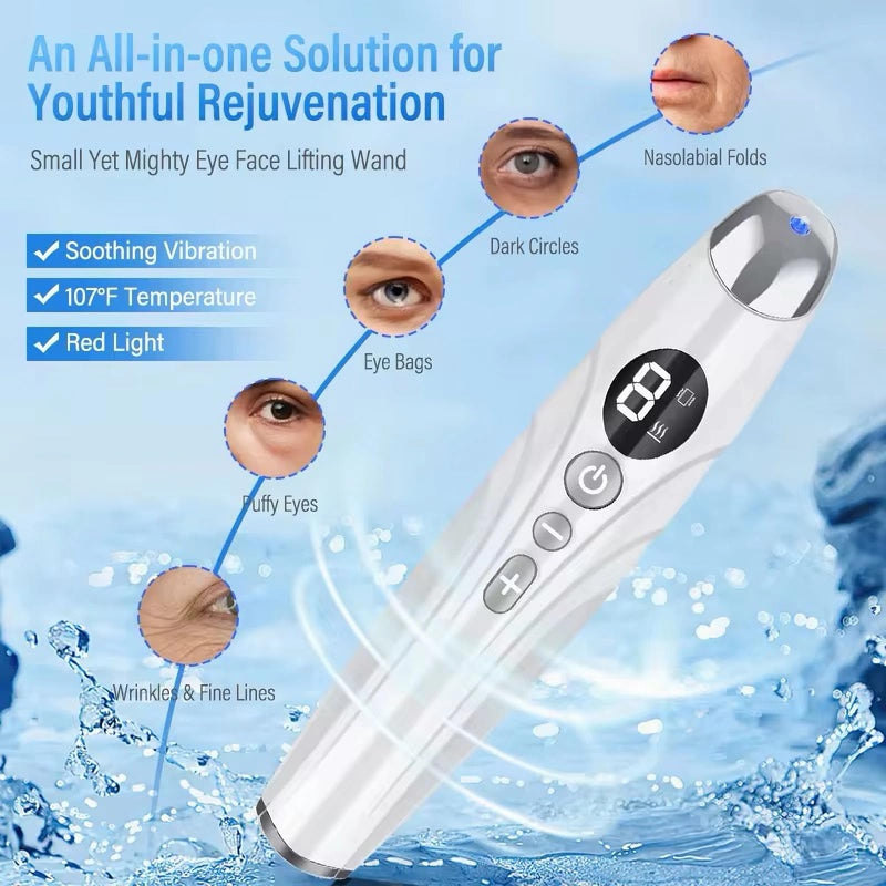 Eye Lift Wand, Depuffing Wand Chargeable Heated Eye Wand - Eye Massager for Dry Eyes, Dark Circles and Puffiness, Eye Lifting Device for Fine Lines and Wrinkles Beauty Wand