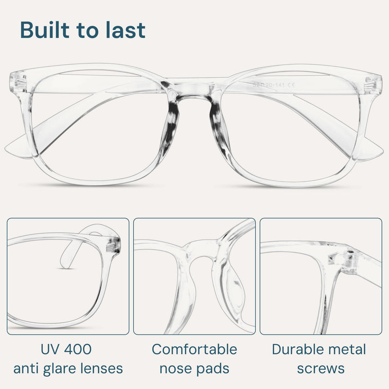[Australia] - Blue Light Blocking Glasses - Fashion Square Eyeglasses, Anti UV Ray Computer Gaming Glasses Blue Blockers for Women/Men *Black & Transparent 2 