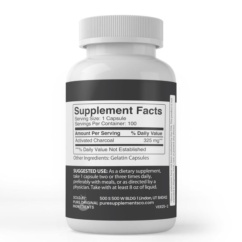 [Australia] - Pure Original Ingredients Activated Charcoal, (100 Capsules) Always Pure, No Additives Or Fillers, Lab Verified 