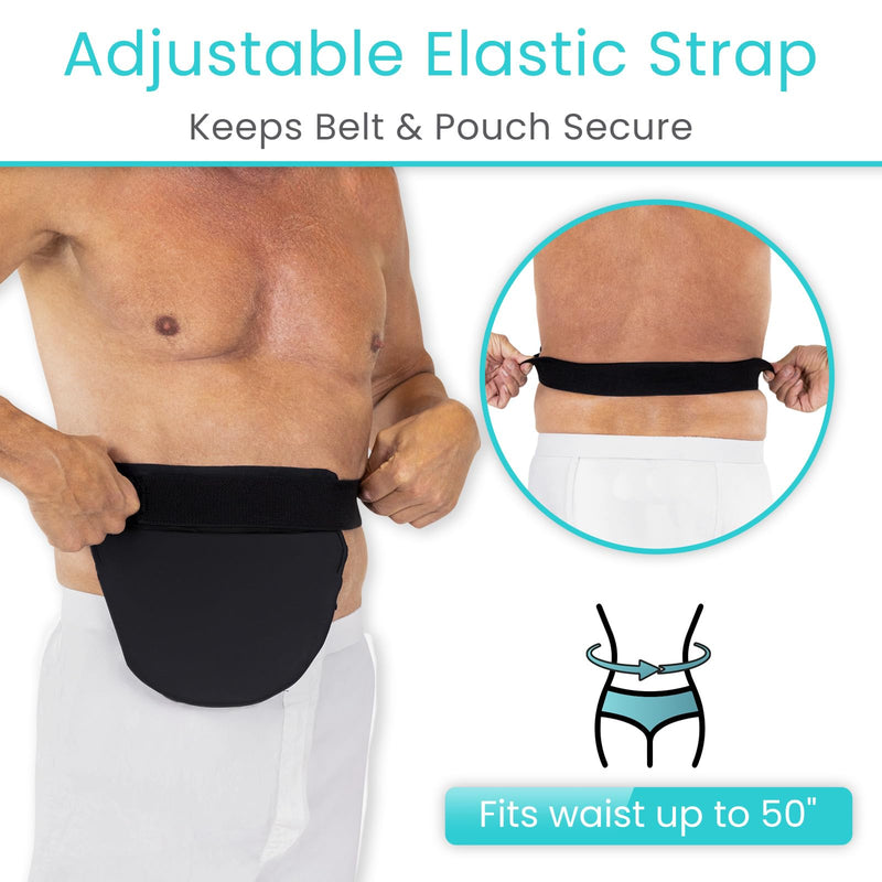 [Australia] - Vive Ostomy Belt for Men & Women - Adjustable Belt for Colostomy, Ileostomy, Urostomy, Ostomy Supplies - Waterproof & Odorless Abdominal Bag Cover - Stoma Guard (Black) Black 