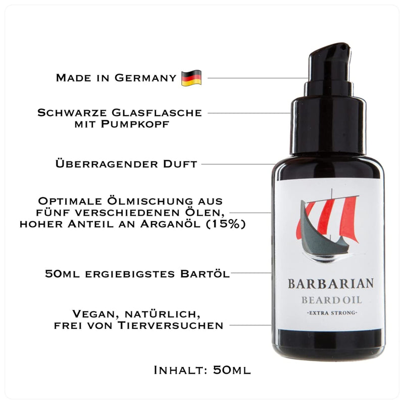 [Australia] - Mr. Burton's Barbarian Beard Care Set - 3 pieces - including beard oil + beard balm + beard care shampoo 