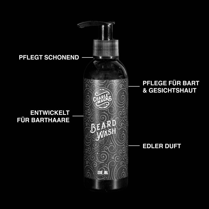 [Australia] - Charlemagne Beard Shampoo Men - 200 ml - Mild Beard Care for Dry Skin - Made in Germany - Fragrance Neutral - Beard Shampoo Men - Beard Soap - Beard Wash 200 ml (Pack of 1) 