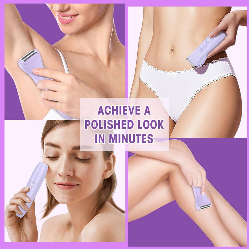 [Australia] - Lanumi 3 in 1 Bikini Trimmer for Women Rechargeable Electric Razors Wet/Dry Pubic Body Hair Trimmer Facial Hair Remover IPX6 Waterproof LCD Display Purple 