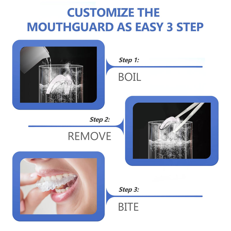 [Australia] - Mouth Guard for Grinding Teeth at Night with a Cleaner, 2 Size/4 Pcs Night Guards for Teeth Grinding, Moldable & Reusable Mouth Guard for Sleeping with 6 Cleaning Tablets. 