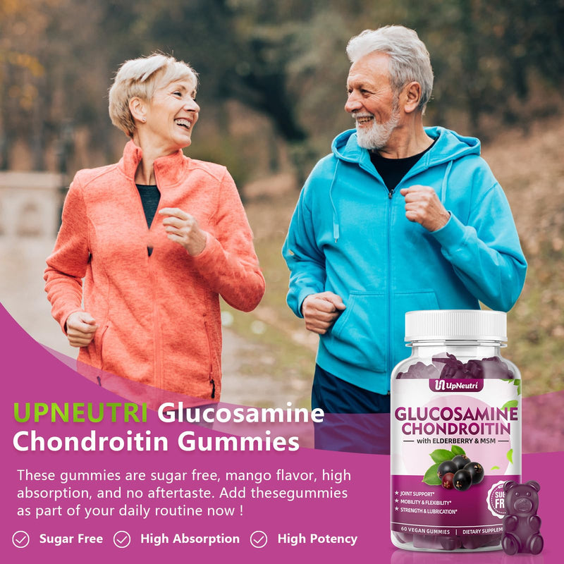 [Australia] - Glucosamine Chondroitin Gummies Sugar Free, Extra Strength 1500mg Glucosamine with Chondroitin MSM & Turmeric, Joint Support Supplement for Men & Women Joint Health (60 Count (Pack of 1)) Elderberry 60 Count (Pack of 1) 