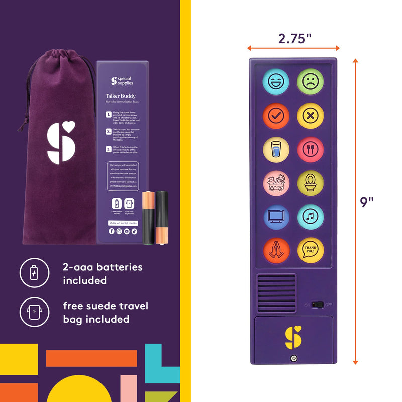 [Australia] - Special Supplies AAC Communication Device for Speech Therapy, Talker Buddy Communication Device for Non Verbal Kids & Adults, Autism Talking Aids for Home or School, Communication Device W/Travel Bag 