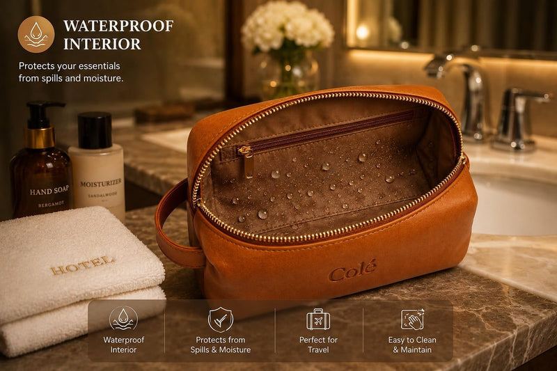 Colé Premium Toiletry Bag for Men Water Resistant Travel Organizer.