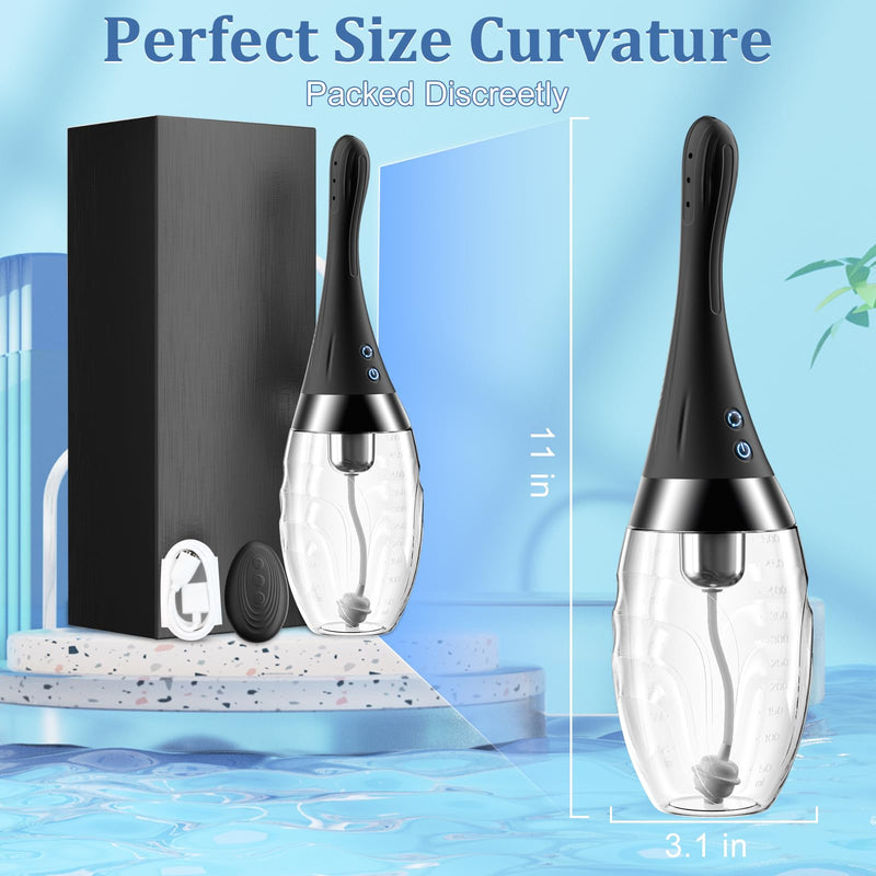 [Australia] - Enema Anal Douche for Men Women - Enema Bulb 360° Rotating Automatic Electric Anti Back-Flow Silicone Cleaner with Remote Control 7 Spouts Butt Anal Travel Bottle Enema Kit Couples Adult Toy 