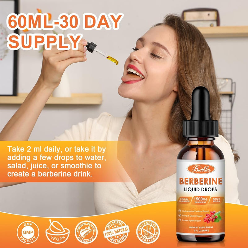 [Australia] - (2 Pack) Berberine Supplement, 1500mg Organic Berberine Liquid Drops with Ceylon Cinnamon, Bitter Melon, Sugar-Free & Vegan Supplement Supports Immune System & Gastrointestinal Care - 4 FL Oz Pineapple 