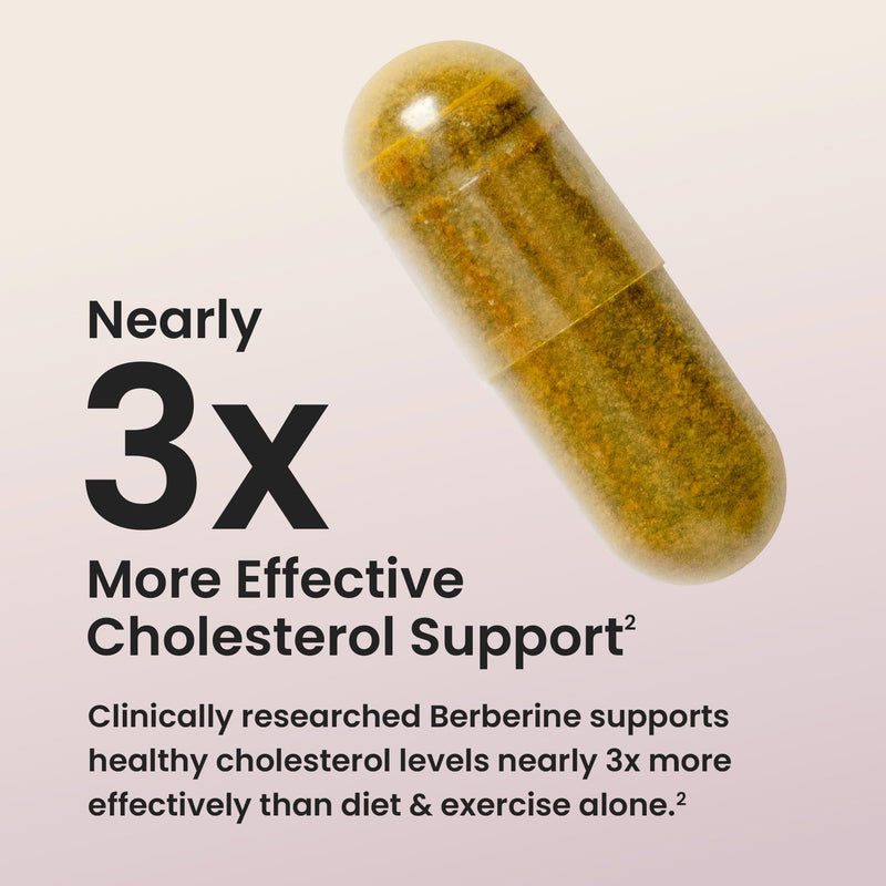 [Australia] - humanN SuperBerine Berberine Supplement - Cholesterol & Metabolic Clinically Researched Support - High Absorbency, Concentrated Dose Formula with Olive Leaf Extract - 30 Capsules 