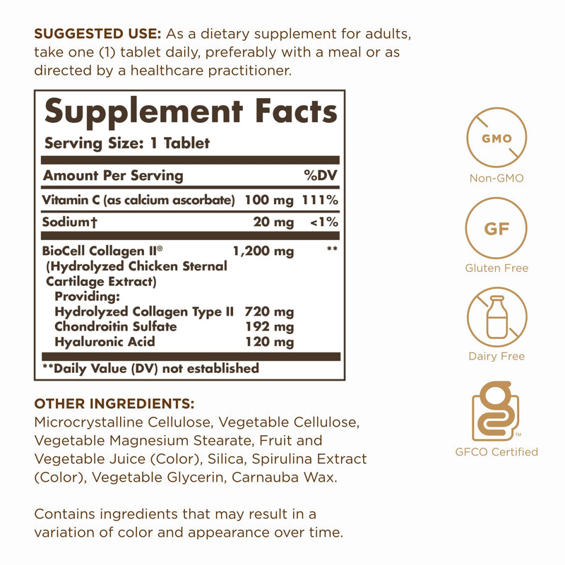 [Australia] - SOLGAR Collagen Hyaluronic Acid Complex - 30 Tablets, Pack of 2 - Non-GMO, Gluten Free, Dairy Free - 60 Total Servings 