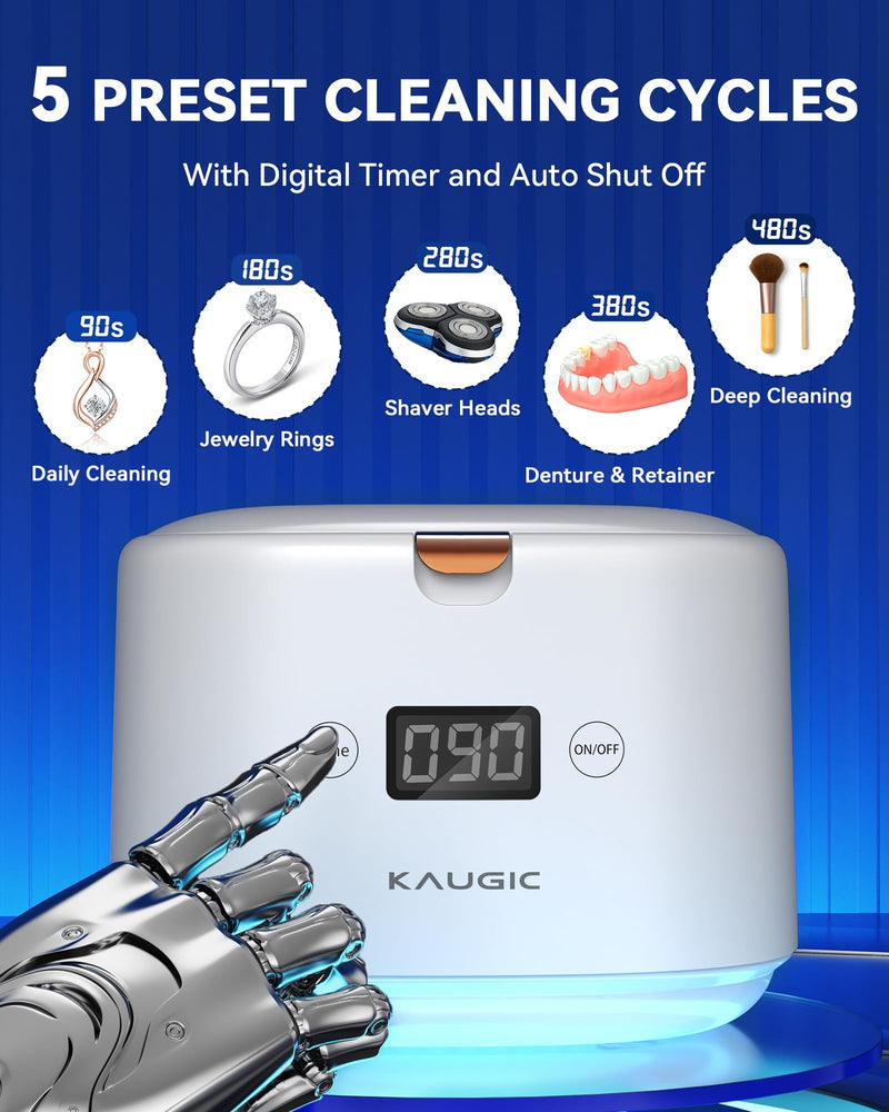 [Australia] - Retainer Cleaner with Upgraded MCU, 30W/45kHz Ultrasonic Frequency, 230ML Portable Retainer Cleaner Machine for Mouth Guards, Dentures, Night Guard, Aligner -White White 