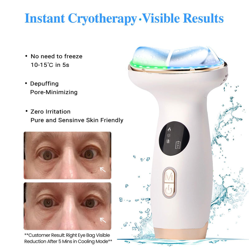 [Australia] - Cold Heat Facial Massager Red Light Therapy for Face Neck Eye Lifting Firming Depuffing,7-in-1 LED Facial Sculptor Skin Care,Cooling Electric gua sha Lift Device Reduce Forehead Frown Smile Line 