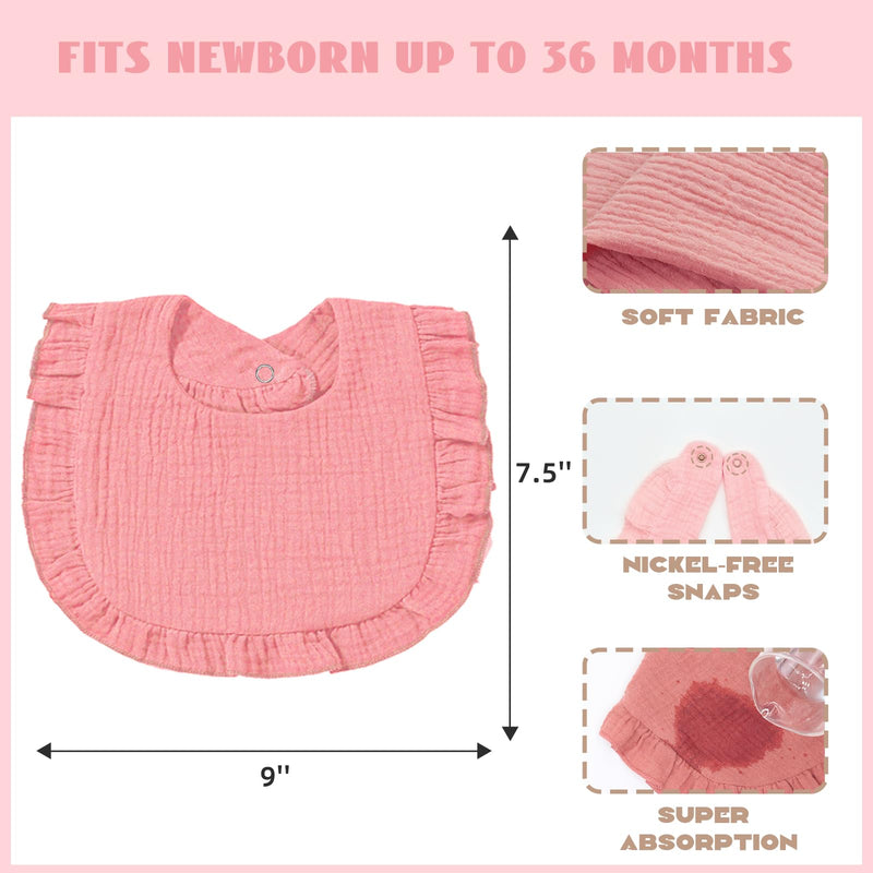 [Australia] - Muslin Baby Bibs for Baby Girls, Muslin Bibs Drool Bandana Bibs Cranberry 