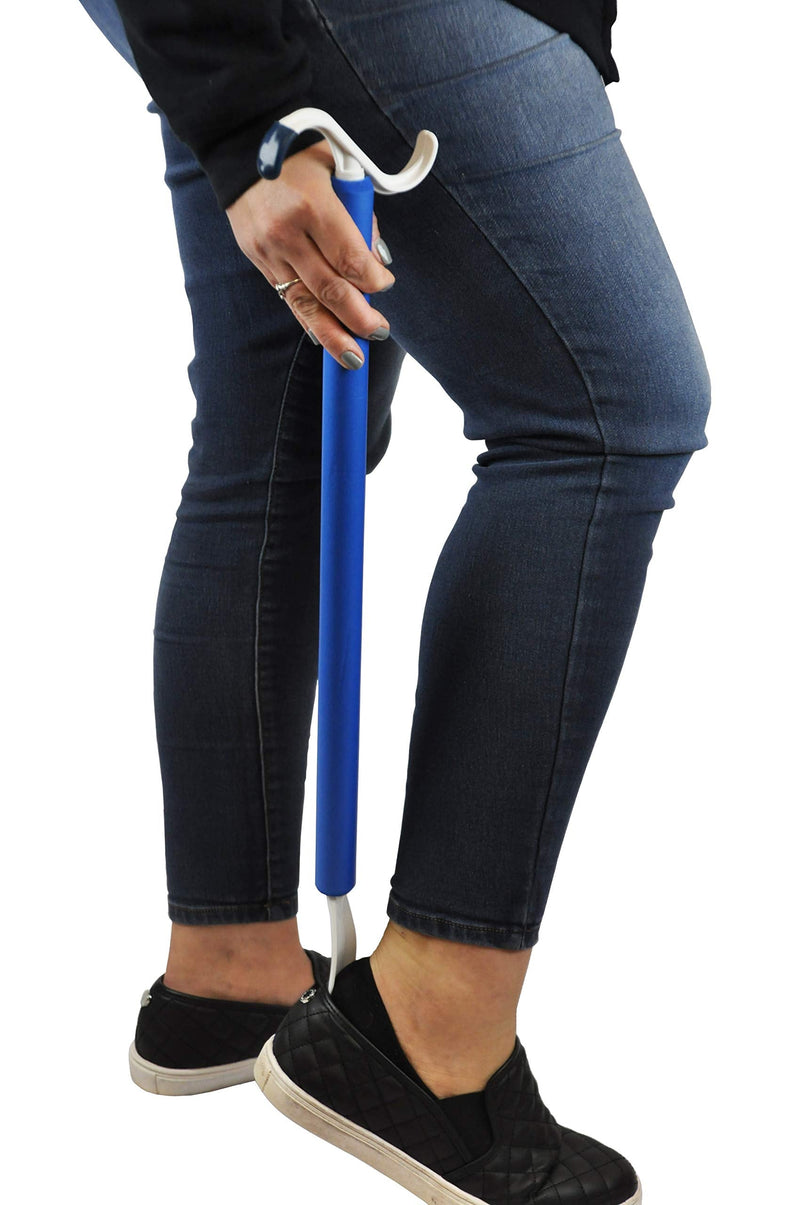 [Australia] - Blue Jay An Elite Healthcare Brand Get Dressed Dressing Aid Foam Handle for undergoing Recovery People with No Stretching Shoehorn Dressing Aid | Rounded S Plastic top Hook 2-in-1 Tool | 24 inch 