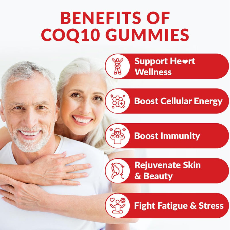 CoQ10 Gummies, CoQ10 200MG with Omega 3, EPA + DHA, Magnesium, Vitamin E | Co Q10 Supplements, Coenzyme Q10 for Adults, Sugar Free, Vegan 60 Count (Pack of 2)