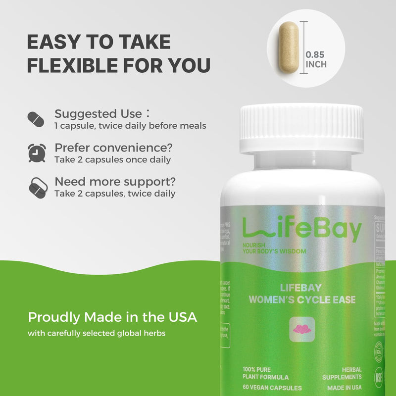 [Australia] - Women‚Äôs Cycle Ease ‚Äì PMS and Menstrual Support Inspired by Chinese Herbal Wisdom for Hormonal Balance & Monthly Cycle Comfort ‚Äì with Dong Quai & Notoginseng ‚Äì Made in USA ‚Äì 60 Vegan Capsules 