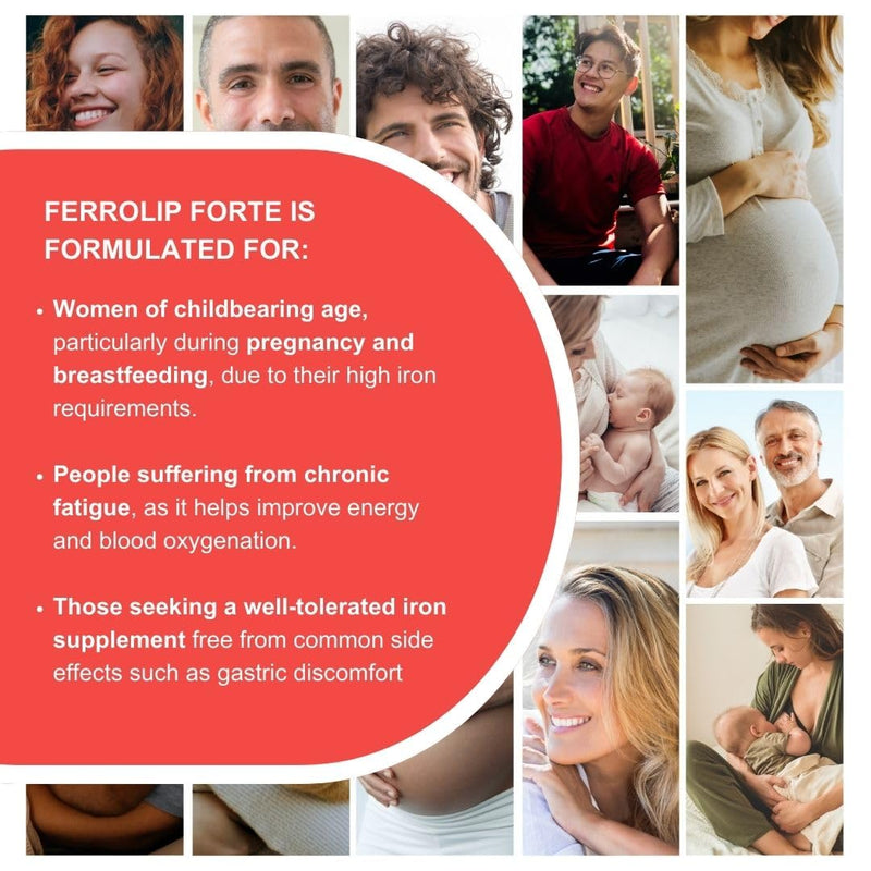 Ferrolip® Forte Microencapsulated Iron Pyrophosphate, Vitamin C, Methylfolate and Vitamin B12 Supplement | 30 Buccal Bags