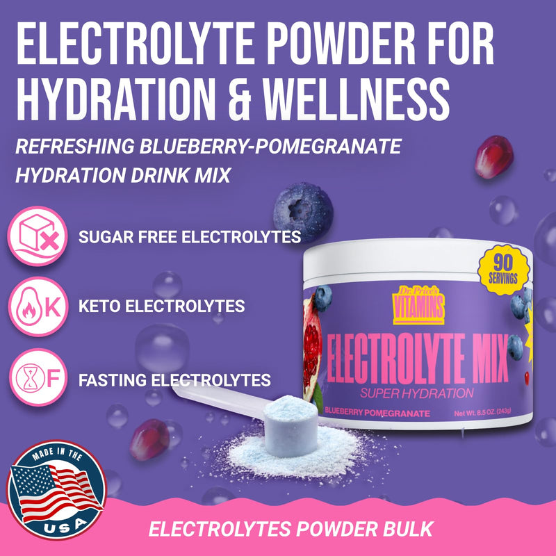 Dr. Price's Vitamins Electrolytes Powder, Blueberry Pomegranate 90 Servings | Electrolyte Mix Bulk, Hydration, No Sugar, Sodium, Potassium & 72+ Trace Minerals, Keto, Made in USA, Doctor-Formulated 90 Servings - Tub Blueberry-Pomegranate