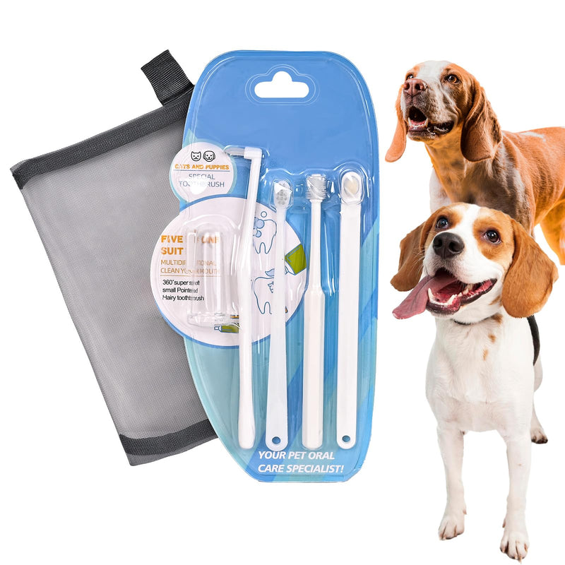 Dog Toothbrush Kit for Small Dogs - Puppy Tooth Brushing Kit with Finger Toothbrush & Soft Bristles, Dental Care Teeth Cleaning Set for Dogs and Cats