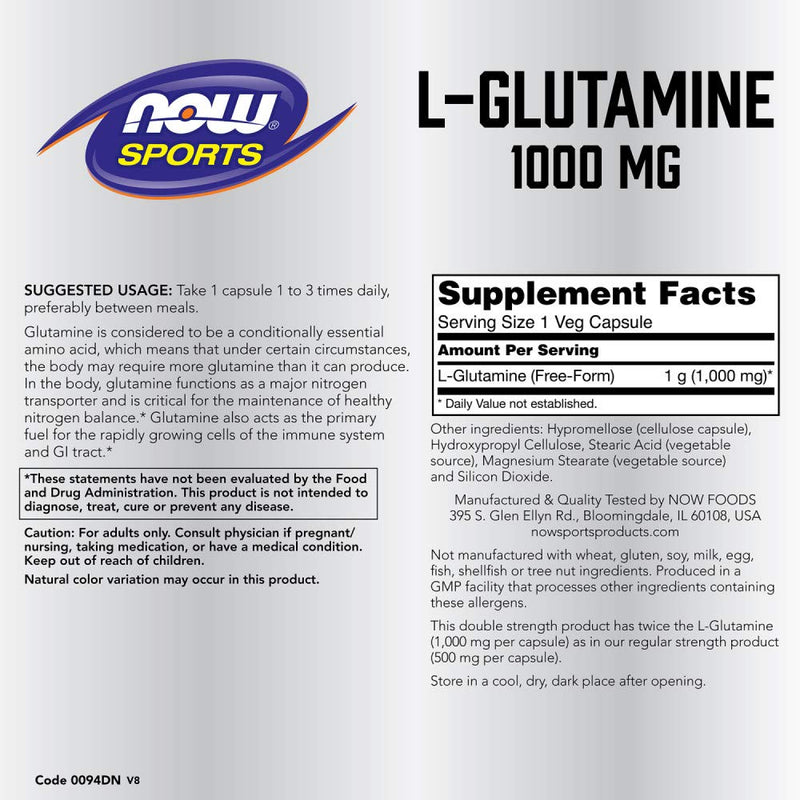 [Australia] - NOW Foods L-Glutamine 1,000 Milligram, 120 Capsules 