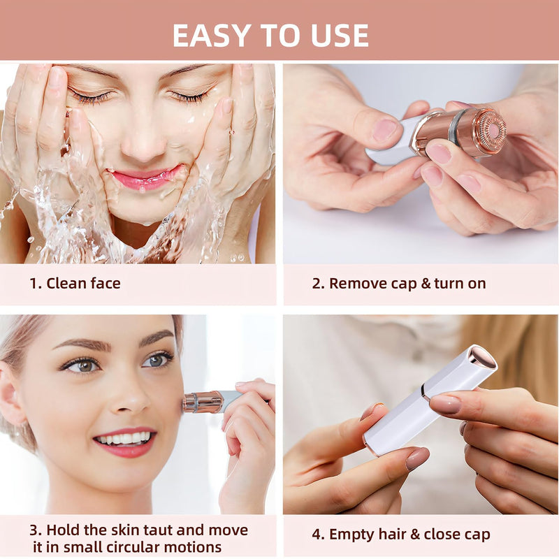 [Australia] - Facial Hair Removal for Women, Portable Lady Shaver, Rechargeable Painless Hair Remover for Face, Upper Lips, Chin, Peach Fuzz White 