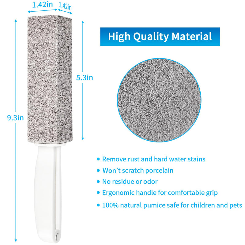 [Australia] - 4TH Pumice Stone for Toilet Bowl Cleaning,Scouring Stick with Handle,Cleans Away Limescale Stain,Hard Water Rings, Calcium Buildup,Iron and Rust. Remover for Tile/Bath/Kitchen/Household - 2 Piece 