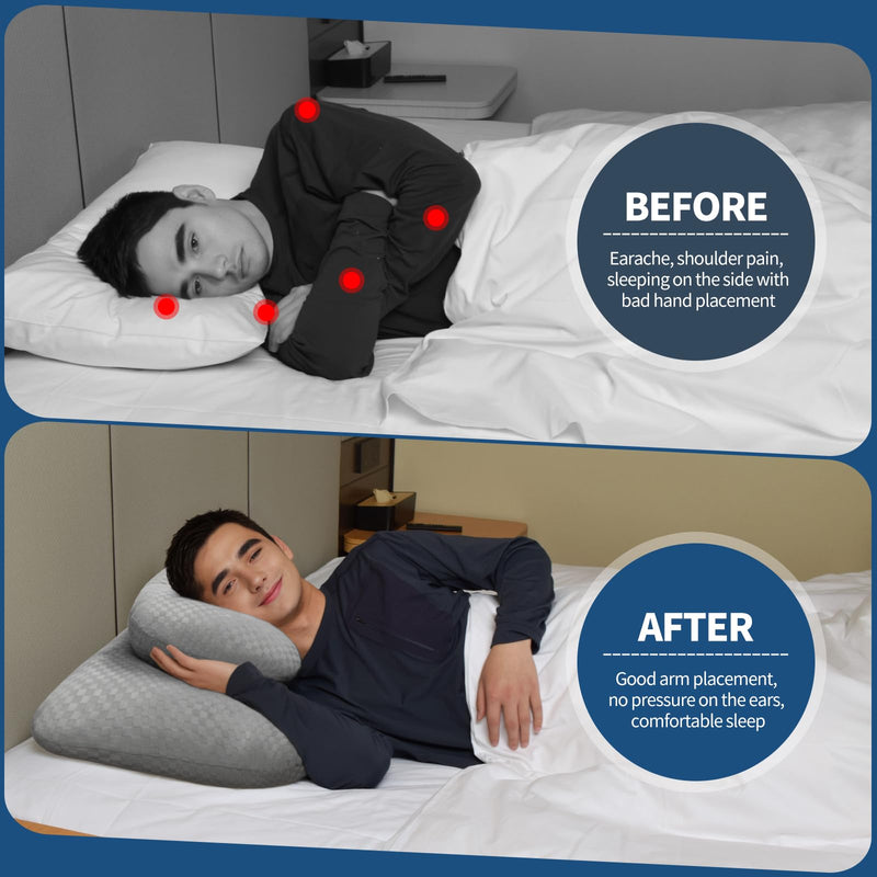 Gray Ear Piercing Pillow and Black 2-in-1 Cervical Pillow for Neck Pain Relief