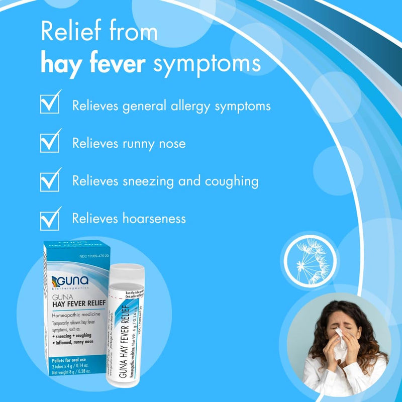 Guna Hay Fever Relief Homeopathic Medicine Allergy Symptom Relief - 2 Tubes