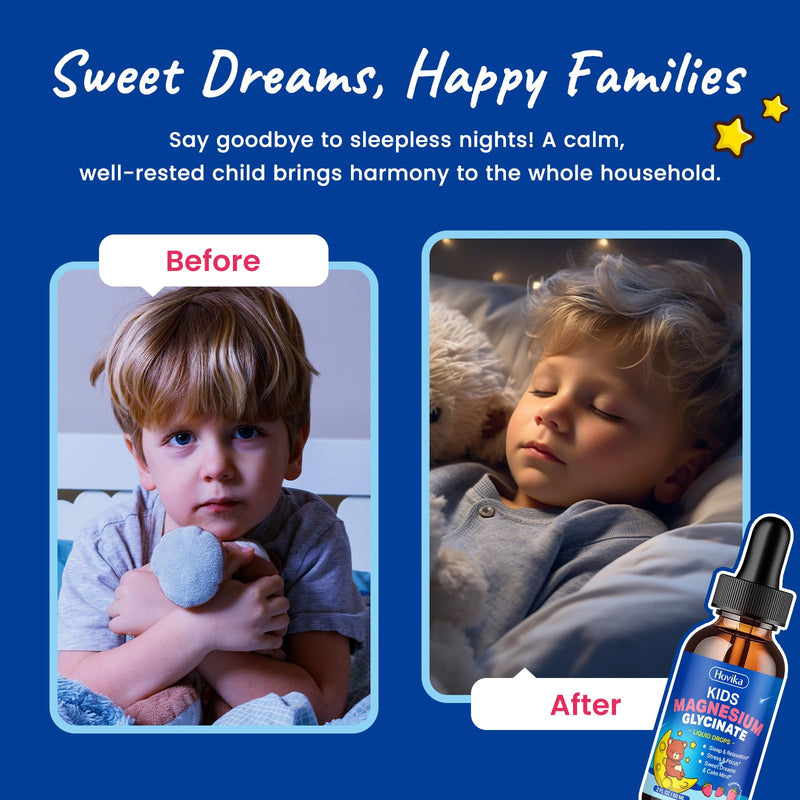 2 Pack Kids Magnesium Glycinate Liquid Drops with L-Theanine Omega-3, Vitamin B6, D3, Zinc - Magnesium Drops for Kids Strawberry & Lemon Flavor
