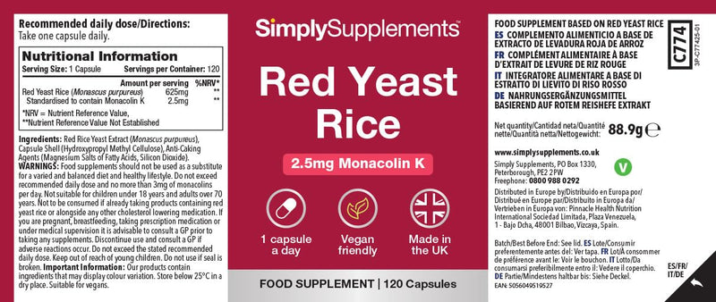 Red Yeast Rice | Traditional Fermented Extract | One-a-Day Capsule | Vegan & Vegetarian Friendly | 120 Capsules = 4 Months’ Supply | GMP-Certified & UK-Made Unflavoured 120 count (Pack of 1)