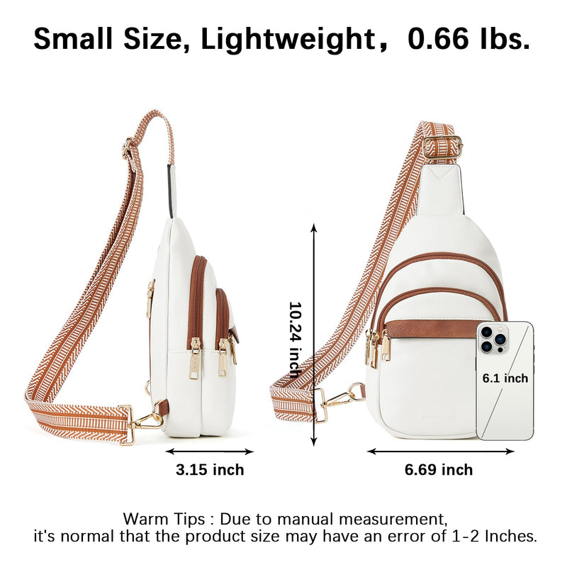 BOSTANTEN Sling Bag for Women Leather Crossbody Bags Fanny Pack Chest Bag for Travel | Adjustable Wide Strap, Small, Anti Theft, Lightweight, Multi Pockets and Carrying Way, Card Slot, Cute Trendy for Everyday A-beige