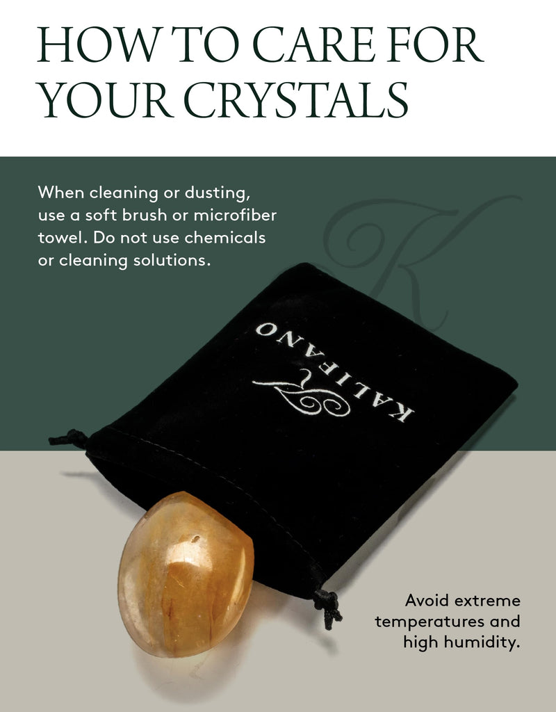 [Australia] - KALIFANO Golden Healer's Quartz Palm Stone with Healing & Calming Effects - AAA Grade High Energy Hematoid Cuarzo Worry Stone with Information Card - Reiki Hematite Crystal Used for Clarity 