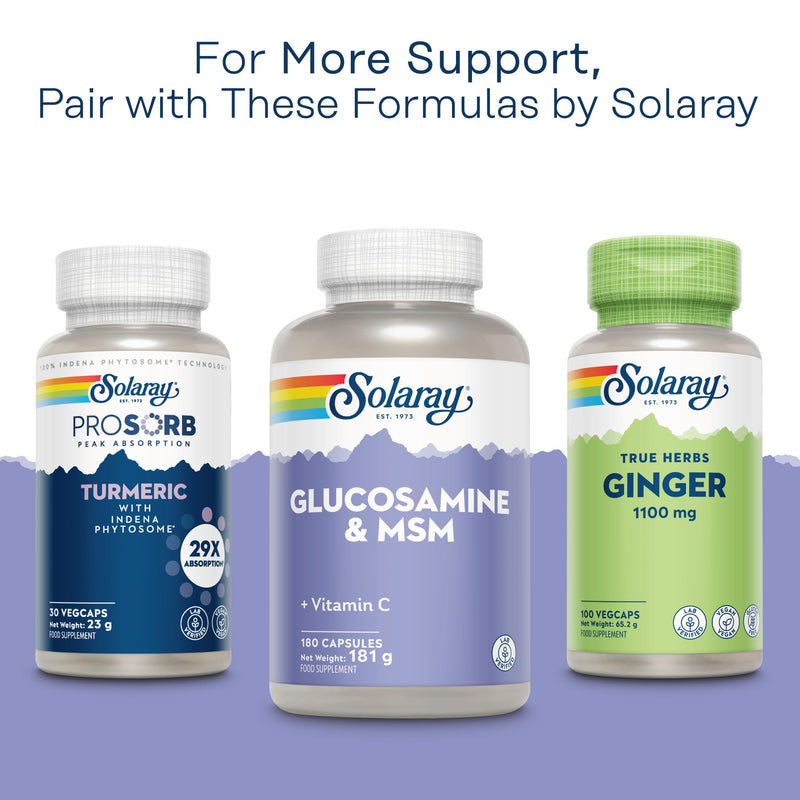 Solaray Glucosamine, MSM & Vitamin C – 180 Capsules – 3 Month Supply – Joint Complex for Men and Women with 500mg Glucosamine, 1000mg MSM & 50mg Vitamin C – Lab Verified
