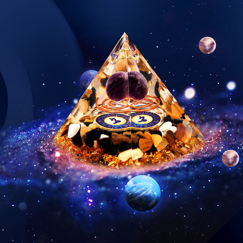 Horoscope Orgone Pyramid ， Healing Crystal Gift Set ，Zodiac Sign Stones to Companion Birthstone, for Astrology ，Reiki，Energy Generator, Meditation (Capricornus) Capricornus