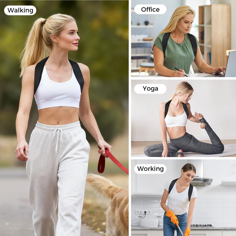 Posture Corrector for Women and Men, Invisible Mesh Breathable Back Brace, Adjustable Back Straightener, Relieves Shoulder, Neck, and Back Pain Large(Waist 30"-43")